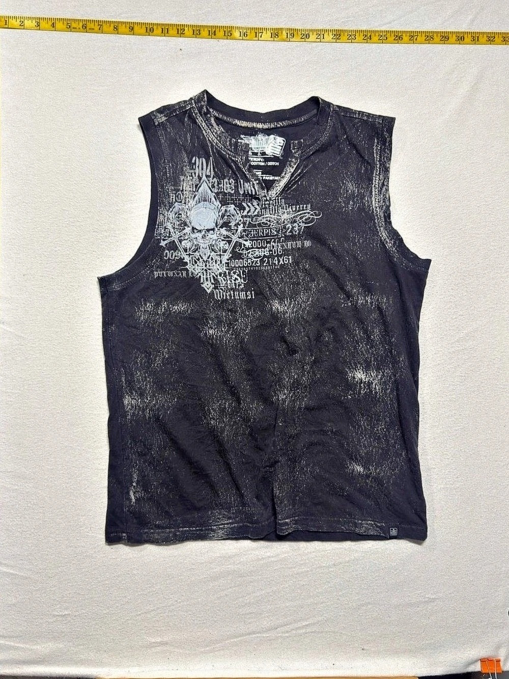 Vintage machine MK grunge Graphic Distressed Tank Top in Black Size Large